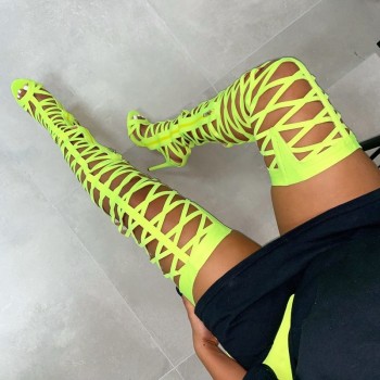 Perixir Thigh High Sandals Sexy Cut-Outs Long Gladiator Boots Rihanna Style Platform High Heels Boots Woman 2019 Summer Sandals